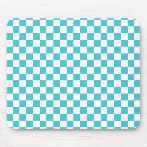 Sea Serpent Blue and White Checkerboard Pattern Mouse Pad