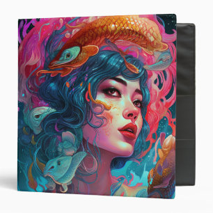 Sea Serpent Hair Lady Fantasy Art 3 Ring Binder
