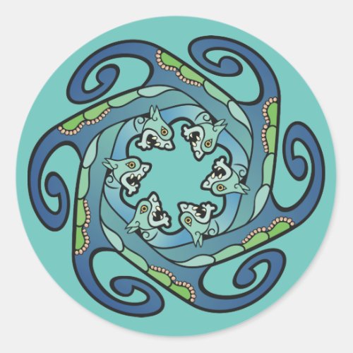 Sea Serpent mandala design Classic Round Sticker