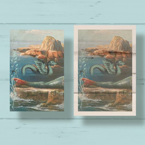Sea Serpent Ocean Beach Vintage Mermaid Decoupage Tissue Paper
