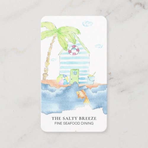  Sea Shack Ring Buoy Fish Palm  Dining Beach Business Card