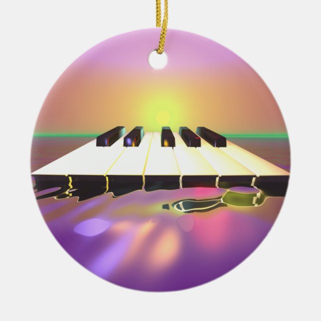 Sea Sharp Piano Keys Ceramic Ornament (Front)