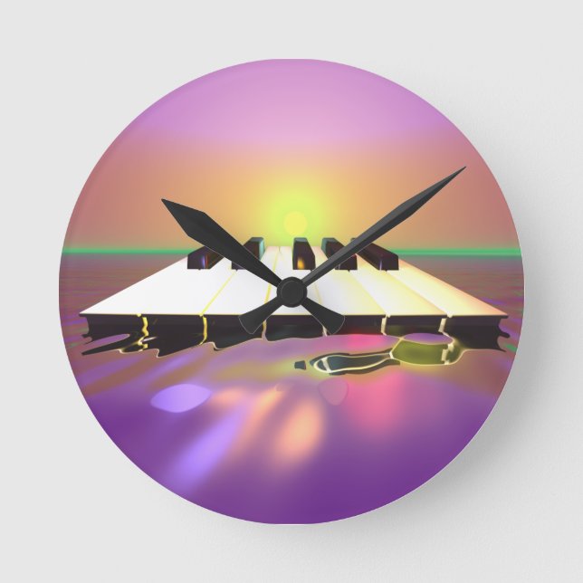 Sea Sharp Piano Keys Round Clock (Front)