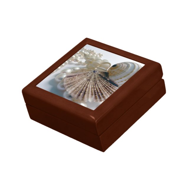 Sea Shell and Pearl Wooden Jewellery Keepsake Box (Side)