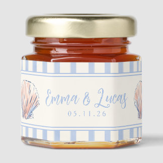 sea shell and stripes honey jar favors