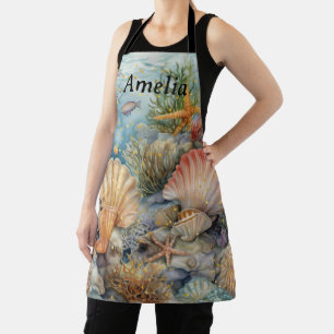 Sea Shell Apron with Fish and Grasses