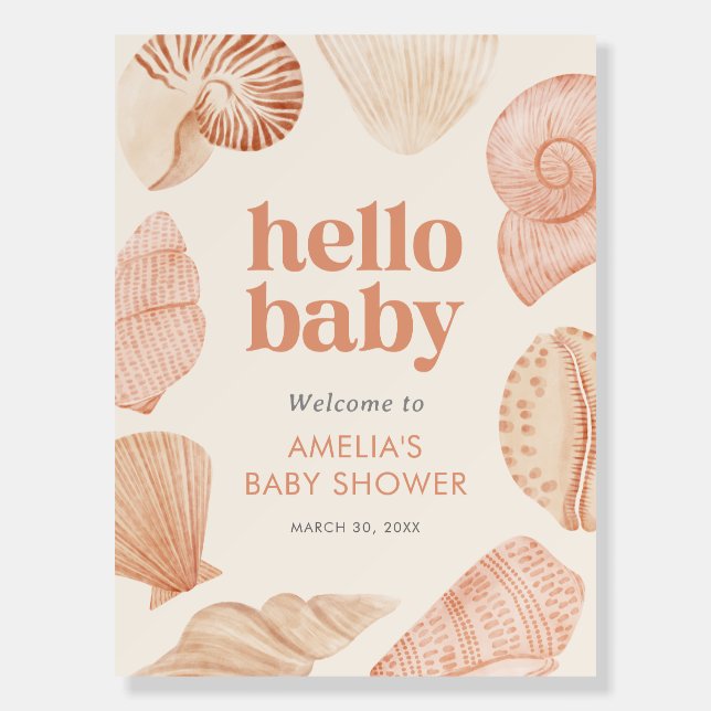 Sea Shell Baby Shower Welcome Sign (Front)