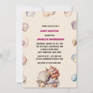 Sea Shell Beach Baby Shower  Invitation