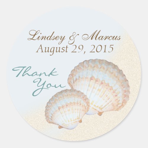 Sea Shell Beach Classic Round Sticker