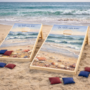 Sea Shell Beach Monogram  Cornhole Set