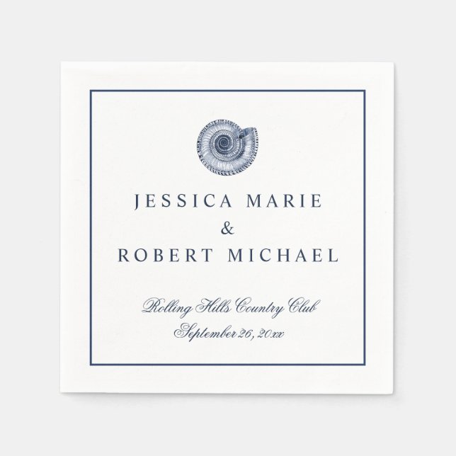 Sea Shell Beach Wedding Reception Napkins (Front)