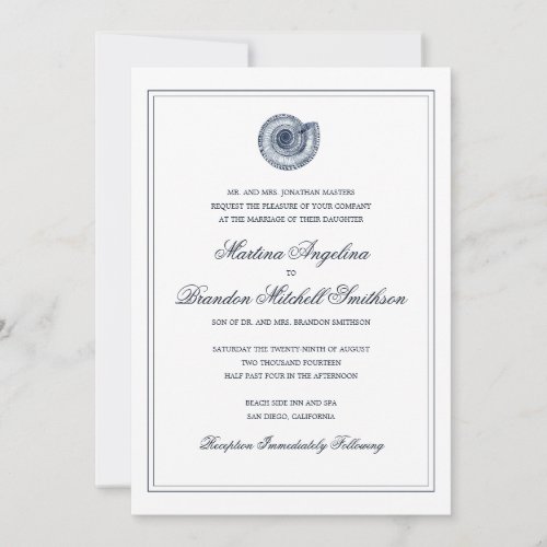 Sea Shell Beach Wedding | Traditional Invitation