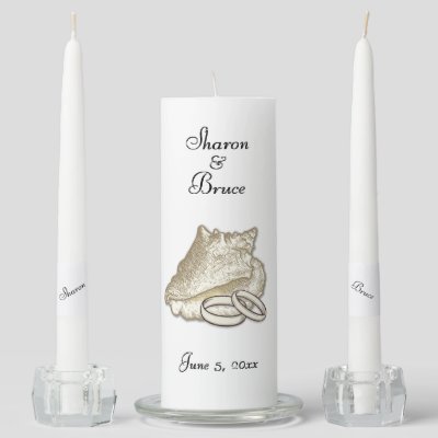 Sea Shell Beach Wedding Two Become One Unity Candle Set