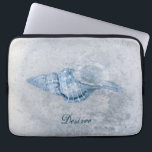 Sea Shell Blue Antique Vintage Ocean Beach Texture Laptop Sleeve<br><div class="desc">Seashell blue vintage antique nautical ocean beach old texture print beach themed laptop sleeve. Beautiful coastal design. Image copyright Marg Seregelyi Photography.</div>