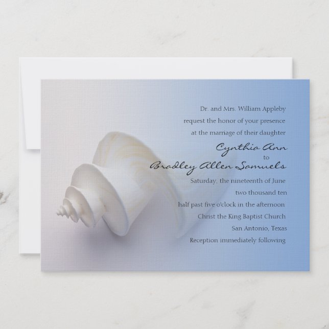 Sea Shell Blue Invitation (Front)