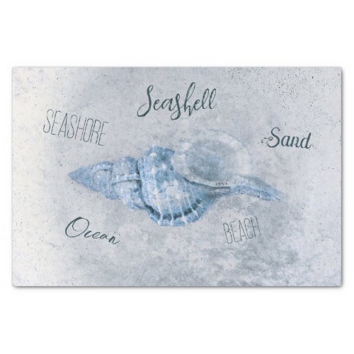 Sea Shell Blue Vintage Antique Beach Ephemera Tissue Paper