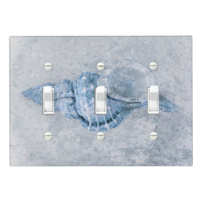Sea Shell Blue Vintage Antique Ocean Beach Texture Light Switch Cover (In Situ)