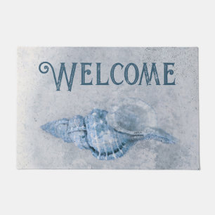 Sea Shell Blue Vintage Ocean Beach Texture Welcome Doormat