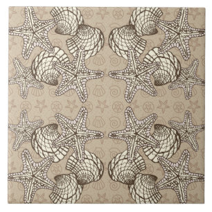 Sea Shell Bounty Vintage Pattern Tile