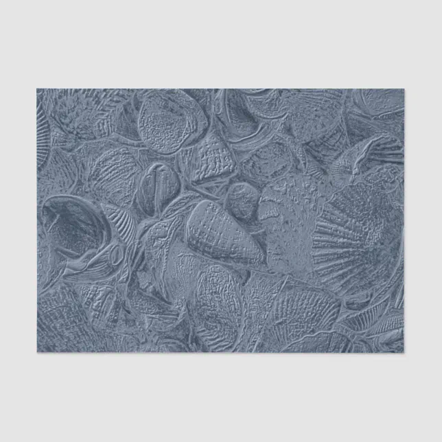Sea Shell Coastal Beach Dusty Blue Decoupage Tissue Paper | Zazzle