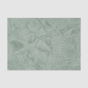Sea Shell Coastal Beach Sage Green Decoupage Tissue Paper