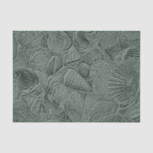 Sea Shell Coastal Beach Sage Green Metallic Tissue Paper