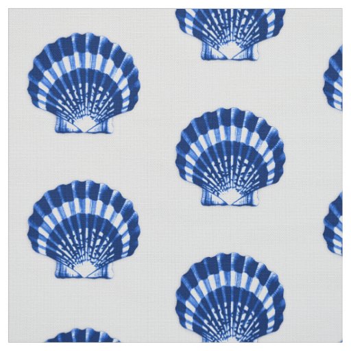Sea Shell cobalt blue and white Fabric Zazzle