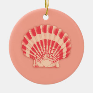 Sea Shell - coral and peach Ceramic Ornament