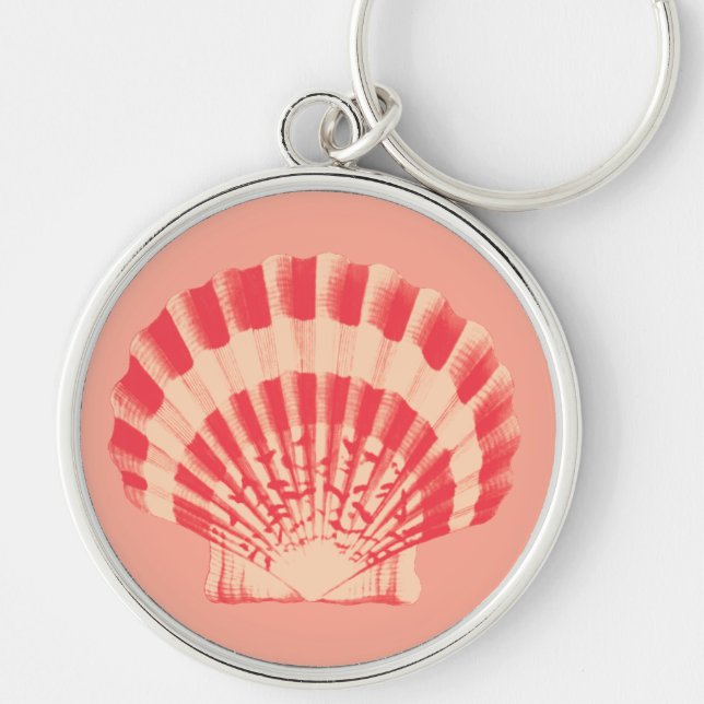 Sea shell - coral and peach keychain (Front)