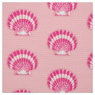 Sea Shell - fuchsia pink and white Fabric