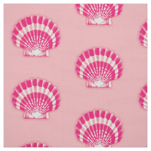 Sea Shell - fuchsia pink and white Fabric