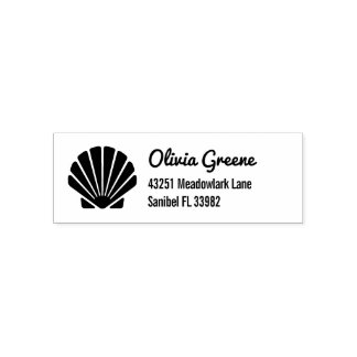Sea shell icon return address self-inking stamp