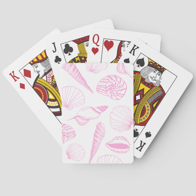Sea Shell Illustration pink Poker Cards (Back)