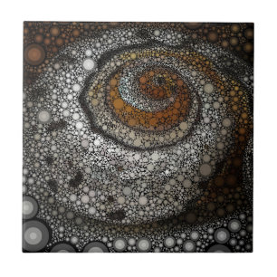Sea Shell In Black And Gold Ceramic Tile