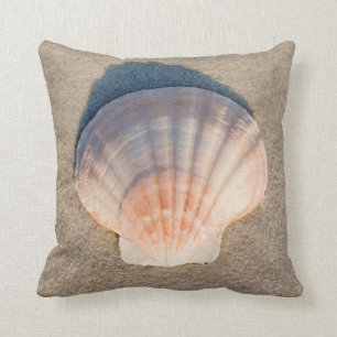 Sea Shell Laying On Sandy Beach Throw Pillow