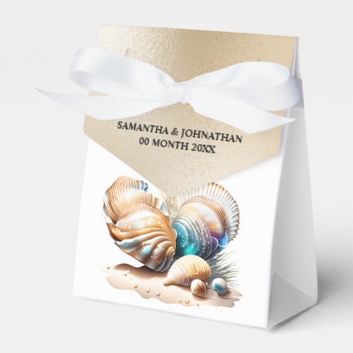 Sea shell nautical 3D seashells iridescent beach Favor Boxes