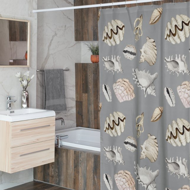 Sea Shell Nautical Pattern Crustaceancore Shower Curtain (Creator Uploaded)