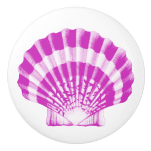 Sea Shell - orchid and white Ceramic Knob