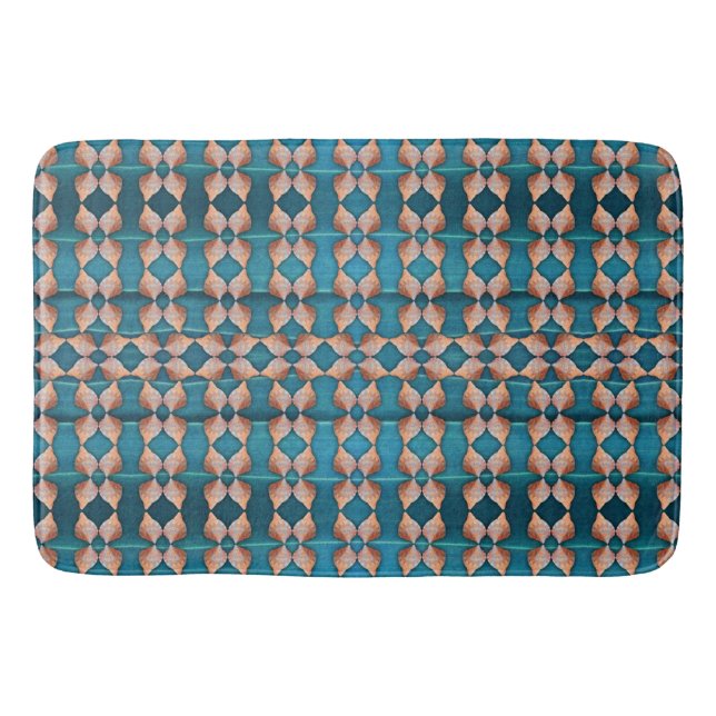 Sea Shell Pattern, Blue Bathroom Mat (Front)