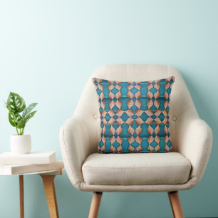 Sea Shell Pattern, Blue Throw Pillow