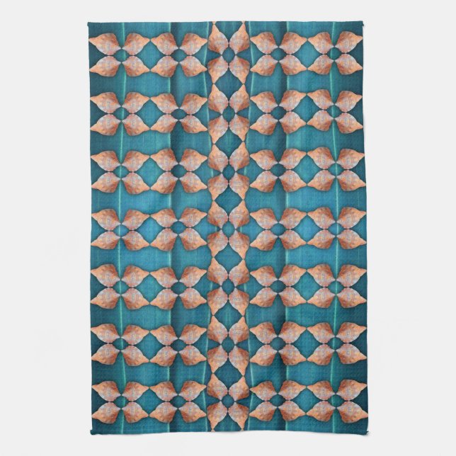 Sea Shell Pattern, Blue Towel (Vertical)