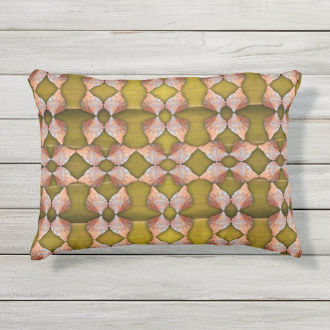 Sea Shell Pattern, Gold Outdoor Pillow (Front)