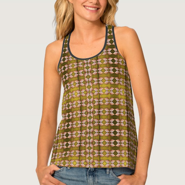 Sea Shell Pattern, Gold Tank Top (Front)