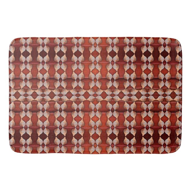 Sea Shell Pattern, Red Bathroom Mat (Front)