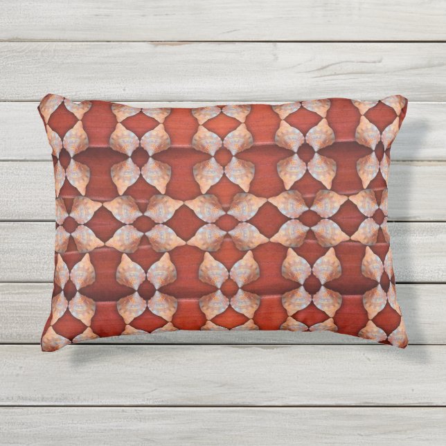 Sea Shell Pattern, Red Outdoor Pillow (Front)