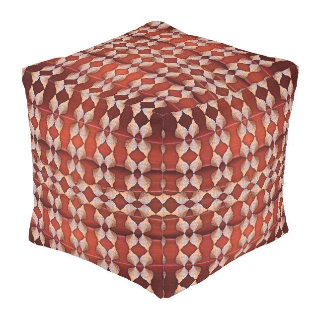 Sea Shell Pattern, Red Outdoor Pouf (Angled Front)