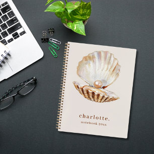 Sea shell pearl beige modern notebook