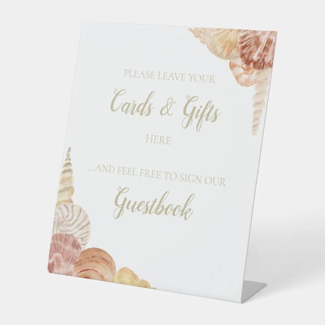 Sea Shell Pedestal Sign for Cards, Guestbook etc (Front)