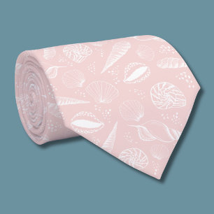 Sea Shell Pink ocean beach pattern Neck Tie