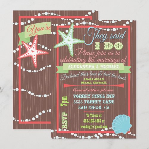 Sea Shell Post Wedding Reception Invitations